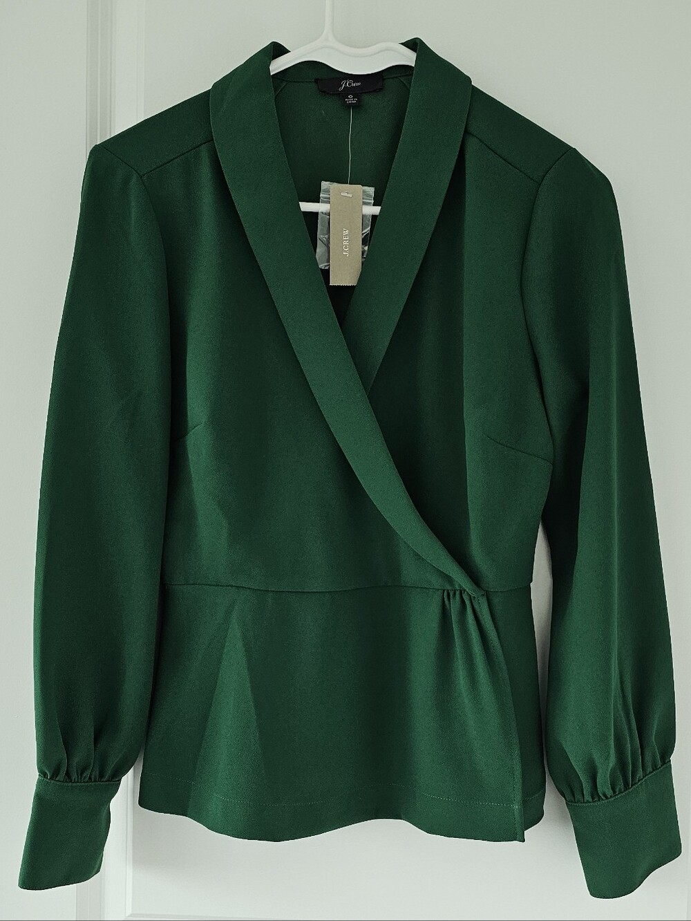 J. Crew Women's Deep Green Wrap Blouse